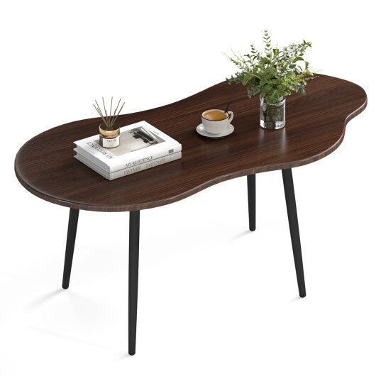 Cloud Shape Coffee Table 39.5 inch Irregular Center Table with Metal Frame-Black LuxuryLifeWay Online Store