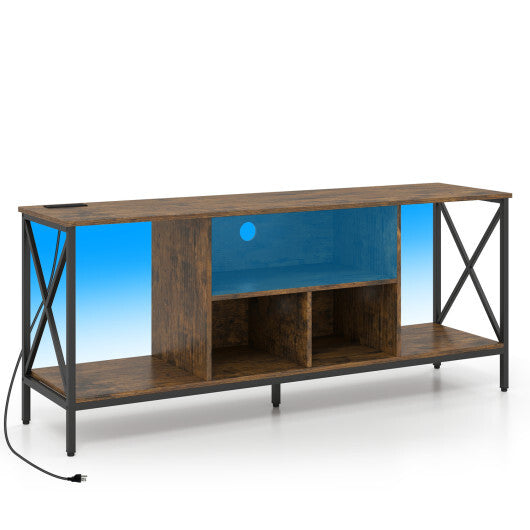 TV Stand with LED Lights for 65 Inch TV Entertainment Center with Power Outlets-Brown LuxuryLifeWay Online Store