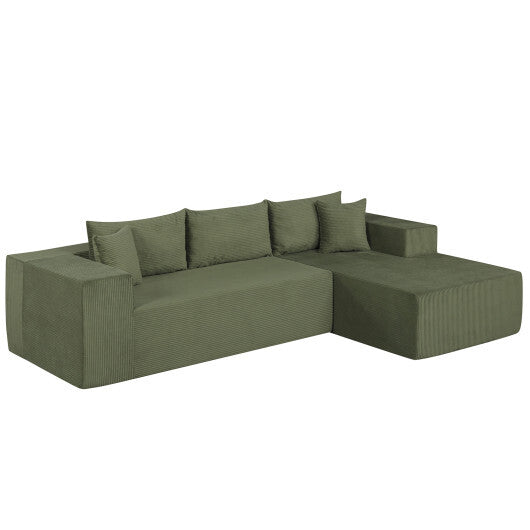 Modular Sectional Sofa Corduroy Upholstered L-shaped Sofa Couch with Deep Seats-Gray LuxuryLifeWay Online Store