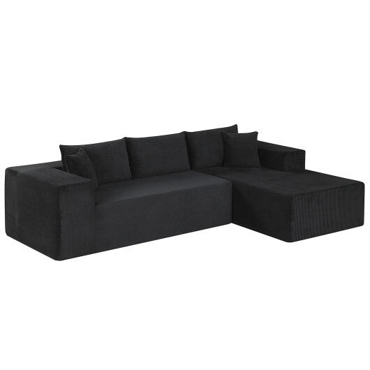 Modular Sectional Sofa Corduroy Upholstered L-shaped Sofa Couch with Deep Seats-Gray LuxuryLifeWay Online Store