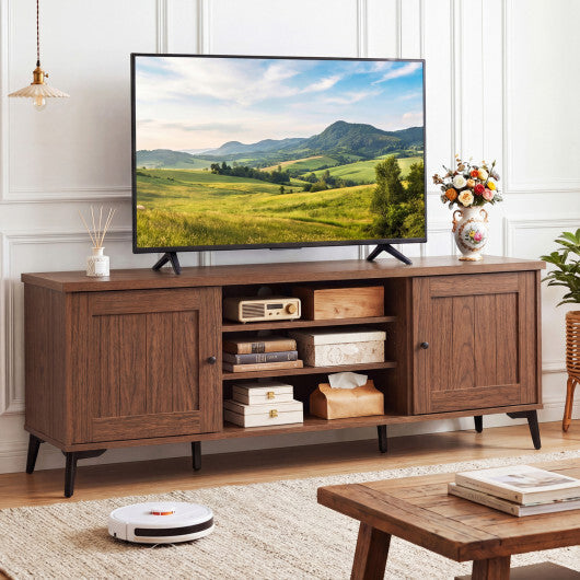 2-Door TV Stand for TVs up to 65 Inch Mid Century Modern Entertainment Center-Brown LuxuryLifeWay Online Store