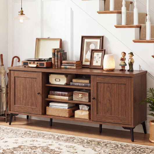 2-Door TV Stand for TVs up to 65 Inch Mid Century Modern Entertainment Center-Brown LuxuryLifeWay Online Store
