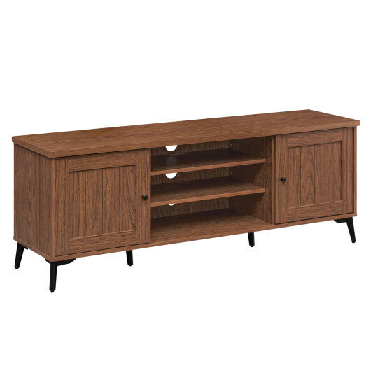 2-Door TV Stand for TVs up to 65 Inch Mid Century Modern Entertainment Center-Brown LuxuryLifeWay Online Store