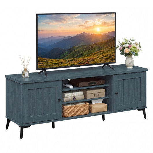 2-Door TV Stand for TVs up to 65 Inch Mid Century Modern Entertainment Center-Brown LuxuryLifeWay Online Store