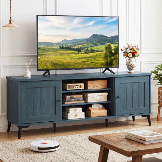 2-Door TV Stand for TVs up to 65 Inch Mid Century Modern Entertainment Center-Brown LuxuryLifeWay Online Store