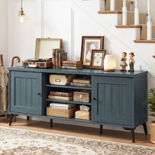 2-Door TV Stand for TVs up to 65 Inch Mid Century Modern Entertainment Center-Brown LuxuryLifeWay Online Store