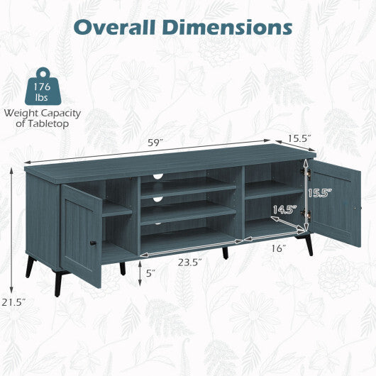 2-Door TV Stand for TVs up to 65 Inch Mid Century Modern Entertainment Center-Brown LuxuryLifeWay Online Store