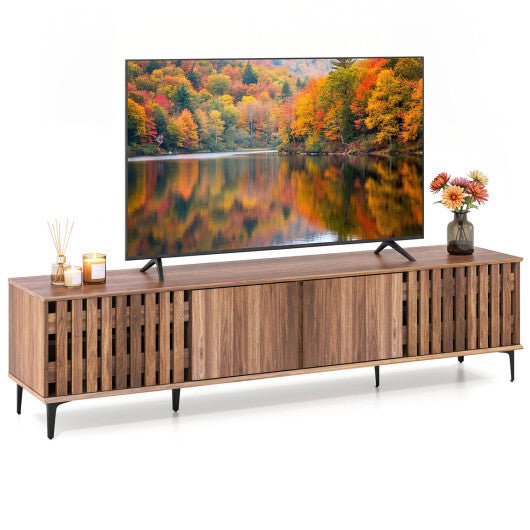 Mid Century Modern Entertainment Center with 4 Storage Cabinets for Living Room-Walnut LuxuryLifeWay Online Store