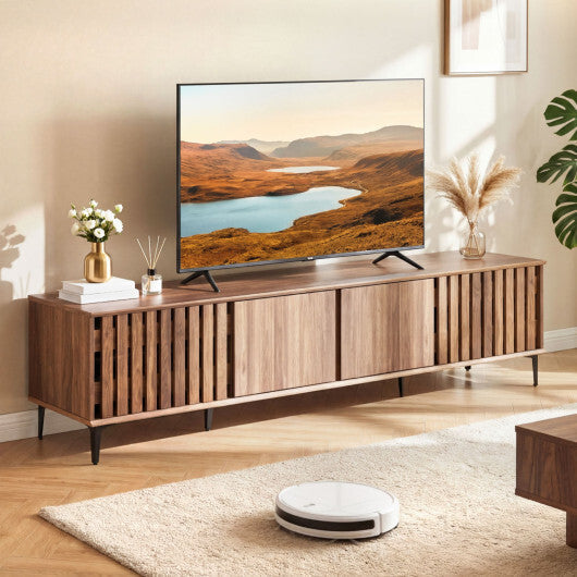 Mid Century Modern Entertainment Center with 4 Storage Cabinets for Living Room-Walnut LuxuryLifeWay Online Store