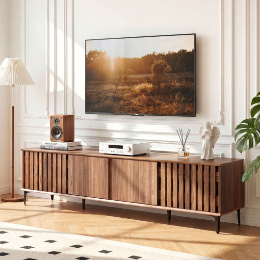 Mid Century Modern Entertainment Center with 4 Storage Cabinets for Living Room-Walnut LuxuryLifeWay Online Store