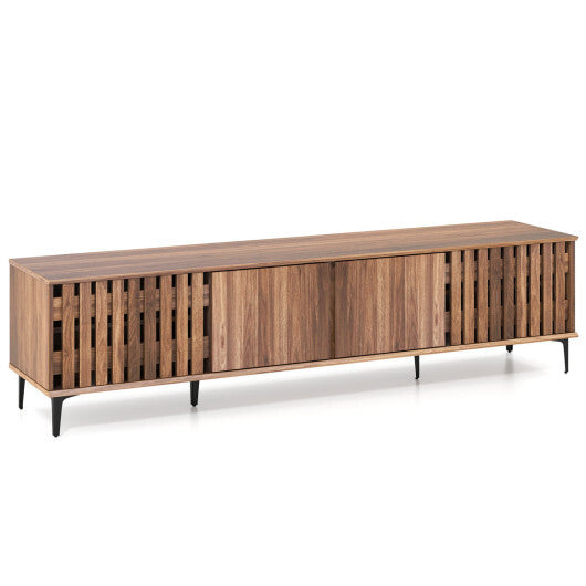 Mid Century Modern Entertainment Center with 4 Storage Cabinets for Living Room-Walnut LuxuryLifeWay Online Store