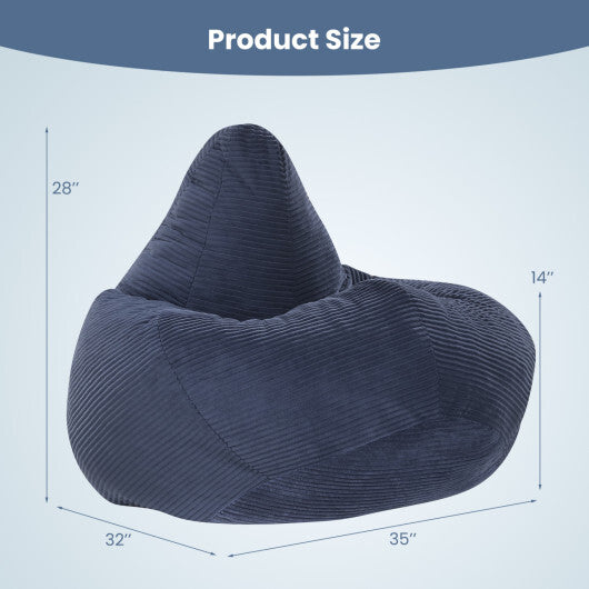 Bean Bag Chair for Adults Accent Lazy Sofa with Skin-friendly Corduroy Cover and Soft Sponge Filling-Blue LuxuryLifeWay Online Store