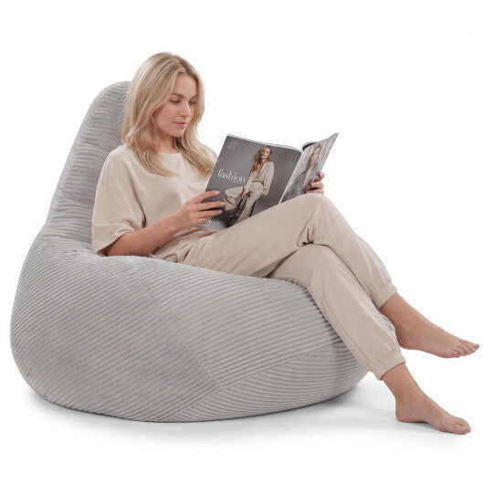 Bean Bag Chair for Adults Accent Lazy Sofa with Skin-friendly Corduroy Cover and Soft Sponge Filling-Blue LuxuryLifeWay Online Store