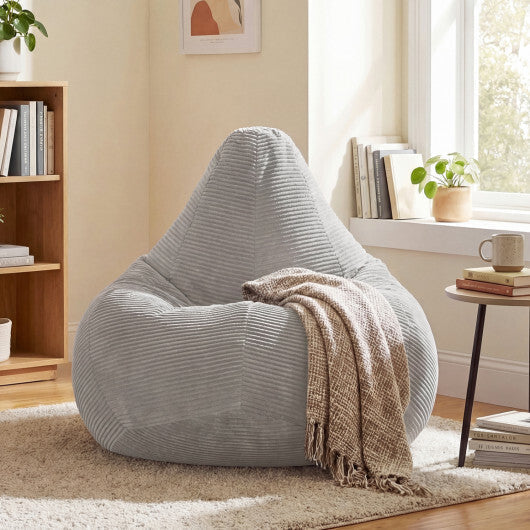 Bean Bag Chair for Adults Accent Lazy Sofa with Skin-friendly Corduroy Cover and Soft Sponge Filling-Blue LuxuryLifeWay Online Store