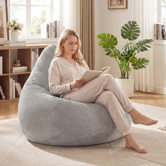 Bean Bag Chair for Adults Accent Lazy Sofa with Skin-friendly Corduroy Cover and Soft Sponge Filling-Blue LuxuryLifeWay Online Store