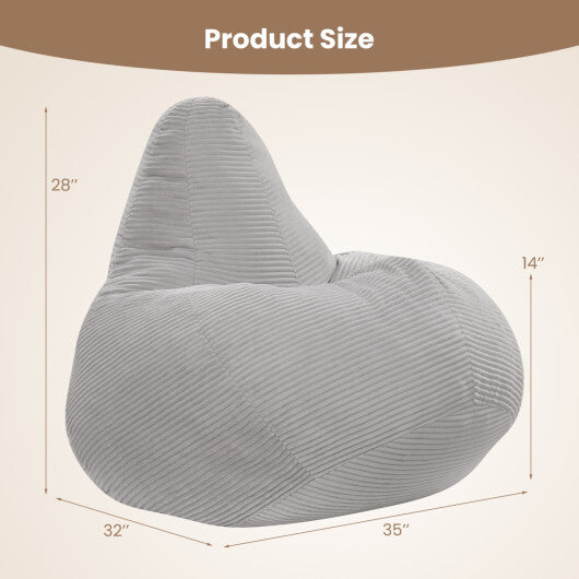 Bean Bag Chair for Adults Accent Lazy Sofa with Skin-friendly Corduroy Cover and Soft Sponge Filling-Blue LuxuryLifeWay Online Store