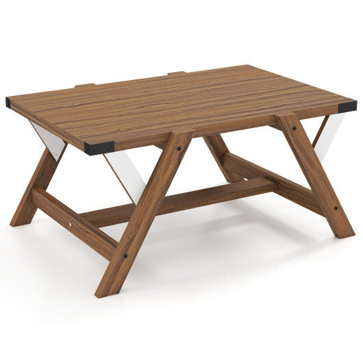 Farmhouse Center Table with Decorative Nailhead Accents for Living Room-Walnut LuxuryLifeWay Online Store
