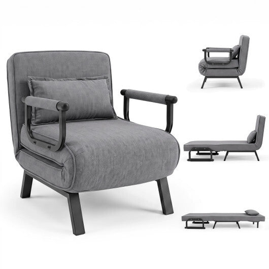 3-in-1 Folding Sofa Bed with Adjustable Backrest Comfy Cushion and Hidden Metal Legs-Gray LuxuryLifeWay Online Store