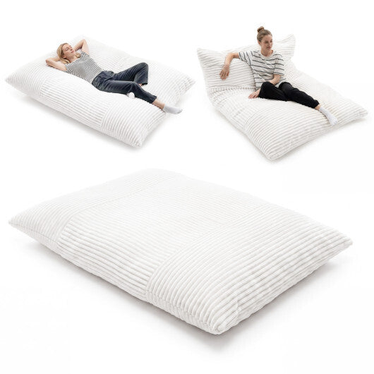 Convertible Bean Bag Floor Sofa with Machine-washable Corduroy Cover-Beige LuxuryLifeWay Online Store