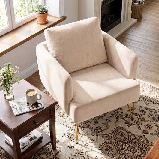 Modern Accent Chair w/Back Cushion & Golden Metal Legs for Living Room Bedroom-Gray LuxuryLifeWay Online Store