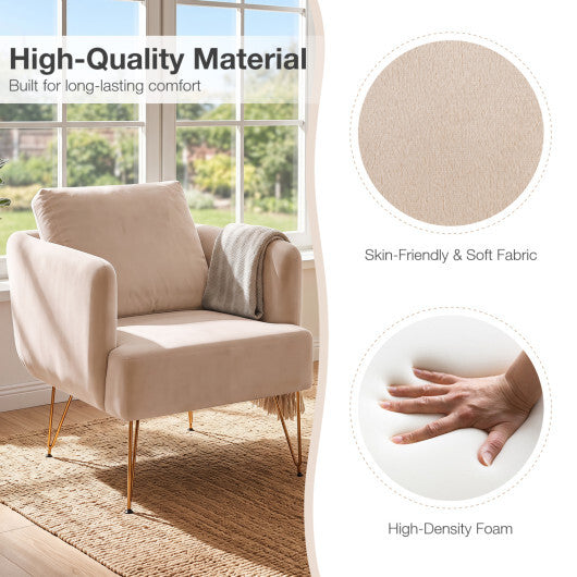 Modern Accent Chair w/Back Cushion & Golden Metal Legs for Living Room Bedroom-Gray LuxuryLifeWay Online Store