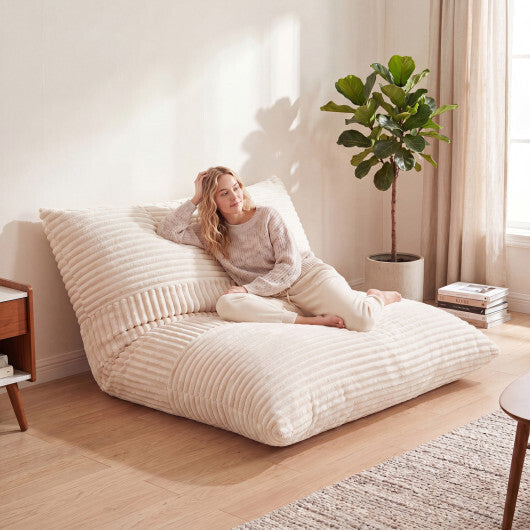 3-in-1 Large Bean Bag Chair with Comfy Corduroy Fabric-Gray