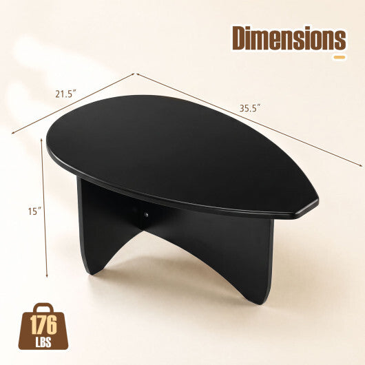 Oval Coffee Table Mid Century Modern Accent Table Low Profile Wooden Center Table-Black LuxuryLifeWay Online Store