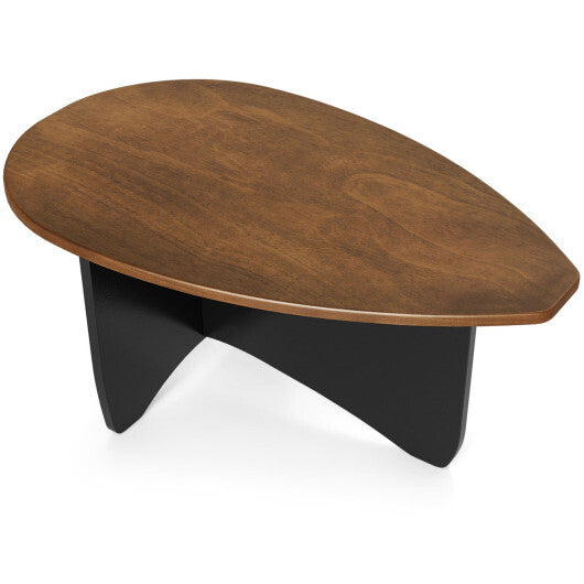 Oval Coffee Table Mid Century Modern Accent Table Low Profile Wooden Center Table-Black LuxuryLifeWay Online Store