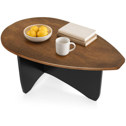 Oval Coffee Table Mid Century Modern Accent Table Low Profile Wooden Center Table-Black LuxuryLifeWay Online Store