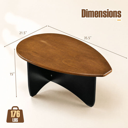 Oval Coffee Table Mid Century Modern Accent Table Low Profile Wooden Center Table-Black LuxuryLifeWay Online Store