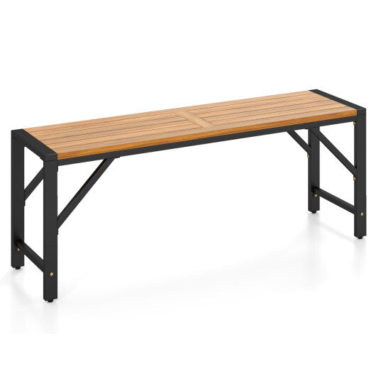 Set of 1 Acacia Wood Outdoor Bench 47.5" with Slatted Seat for Backyard LuxuryLifeWay Online Store