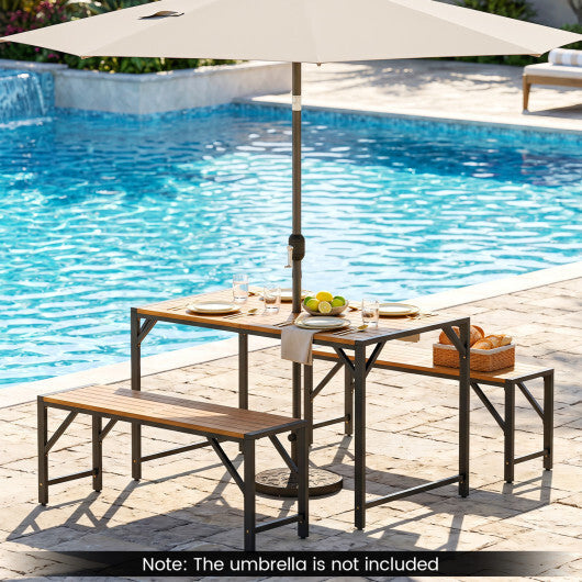 Set of 1 Acacia Wood Outdoor Bench 47.5" with Slatted Seat for Backyard LuxuryLifeWay Online Store