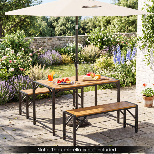 Set of 1 Acacia Wood Outdoor Bench 47.5" with Slatted Seat for Backyard LuxuryLifeWay Online Store