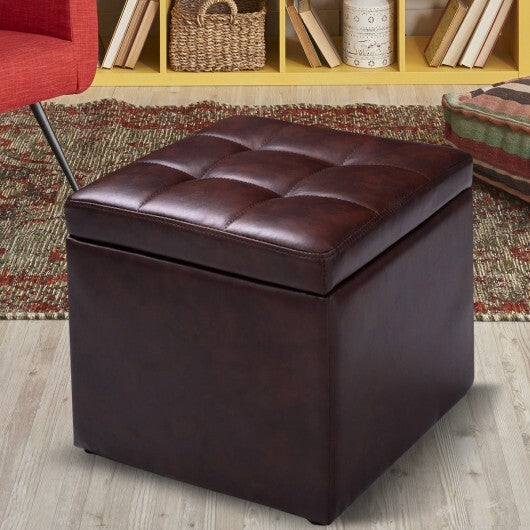 16 Inch Ottoman Pouffe Storage Box Lounge Seat Footstools - Color: Brown LuxuryLifeWay Online Store