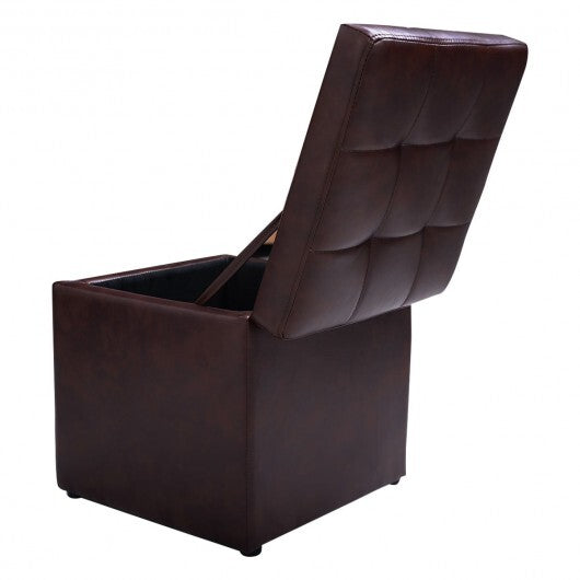 16 Inch Ottoman Pouffe Storage Box Lounge Seat Footstools - Color: Brown LuxuryLifeWay Online Store