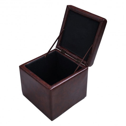 16 Inch Ottoman Pouffe Storage Box Lounge Seat Footstools - Color: Brown LuxuryLifeWay Online Store