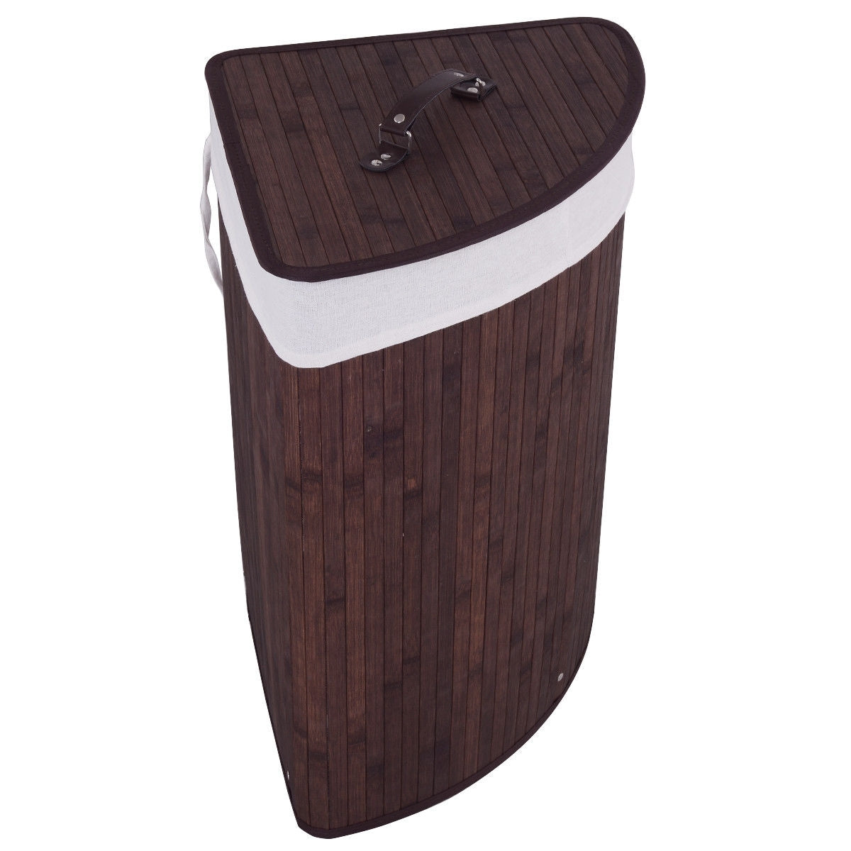 Corner Bamboo Hamper Laundry Basket-Brown - Color: Brown LuxuryLifeWay Online Store