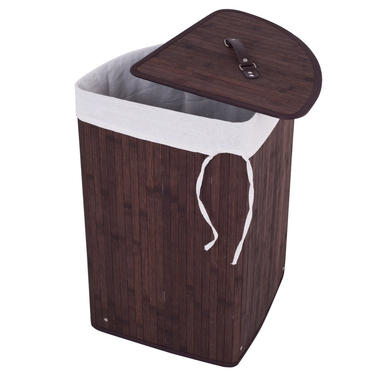 Corner Bamboo Hamper Laundry Basket-Brown - Color: Brown LuxuryLifeWay Online Store