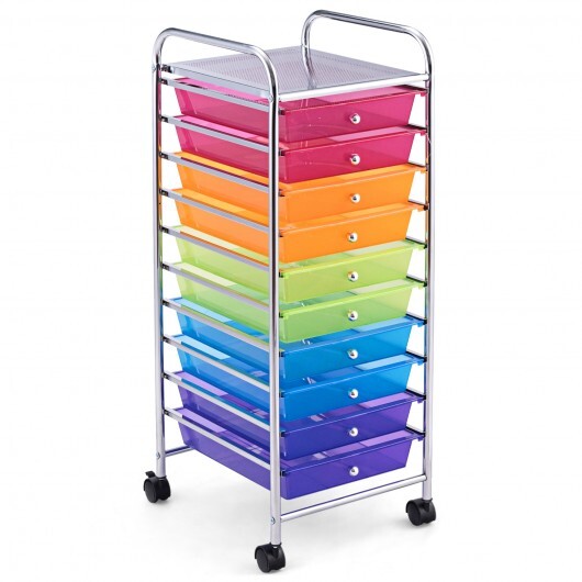 10 Drawer Rolling Storage Cart Organizer with 4 Universal Casters-Color - Color: Transparent Multicolor LuxuryLifeWay Online Store