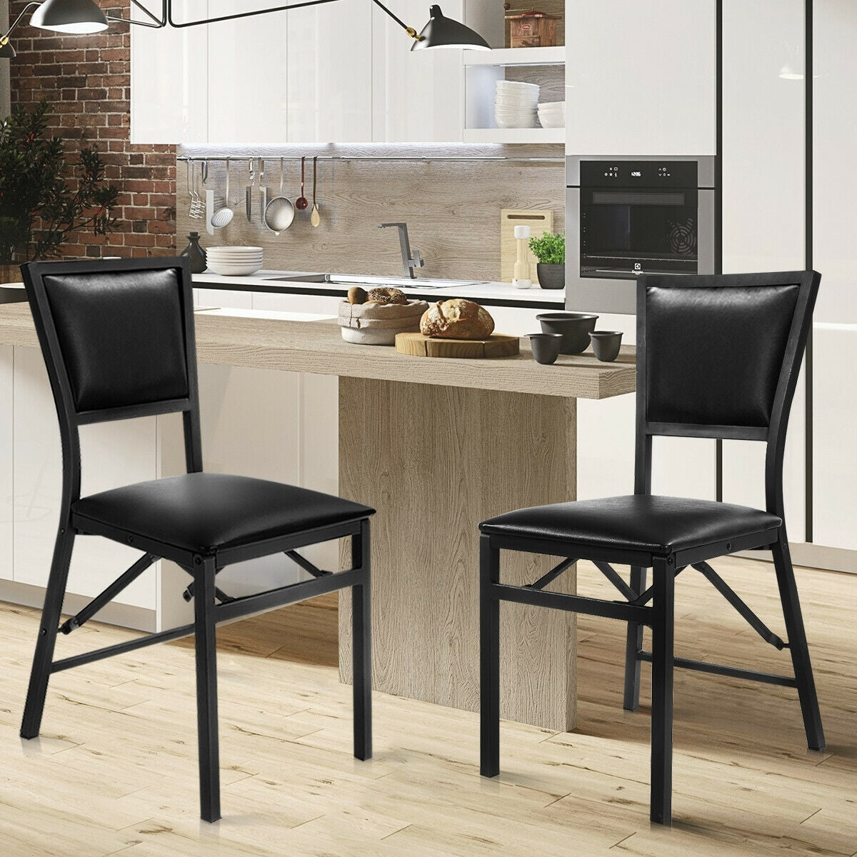 Set of 2 Metal Folding Dining Chair with Space Saving Design - Color: Black LuxuryLifeWay Online Store