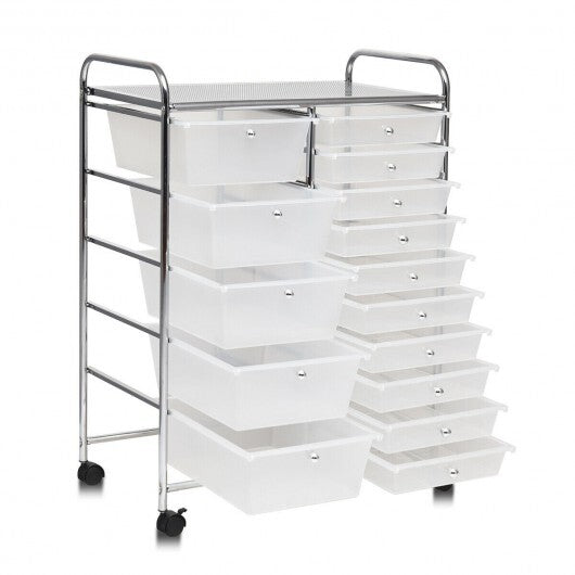 15 Drawers Rolling Storage Cart Organizer-clear - Color: Transparent LuxuryLifeWay Online Store