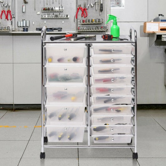 15 Drawers Rolling Storage Cart Organizer-clear - Color: Transparent LuxuryLifeWay Online Store