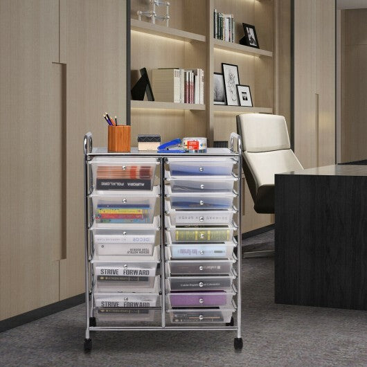 15 Drawers Rolling Storage Cart Organizer-clear - Color: Transparent LuxuryLifeWay Online Store