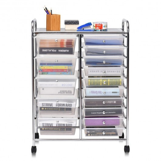 15 Drawers Rolling Storage Cart Organizer-clear - Color: Transparent LuxuryLifeWay Online Store