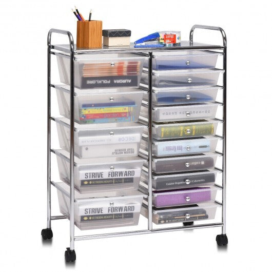 15 Drawers Rolling Storage Cart Organizer-clear - Color: Transparent LuxuryLifeWay Online Store