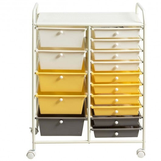 15-Drawer Storage Rolling Organizer Cart-Yellow - Color: Yellow LuxuryLifeWay Online Store