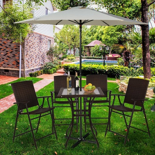 28.5 Inch Outdoor Patio Square Glass Top Table with Rattan Edging LuxuryLifeWay Online Store