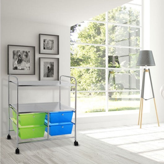 4 Drawers Shelves Rolling Storage Cart Rack-Clear LuxuryLifeWay Online Store