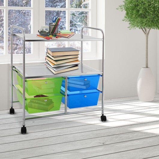 4 Drawers Shelves Rolling Storage Cart Rack-Clear LuxuryLifeWay Online Store