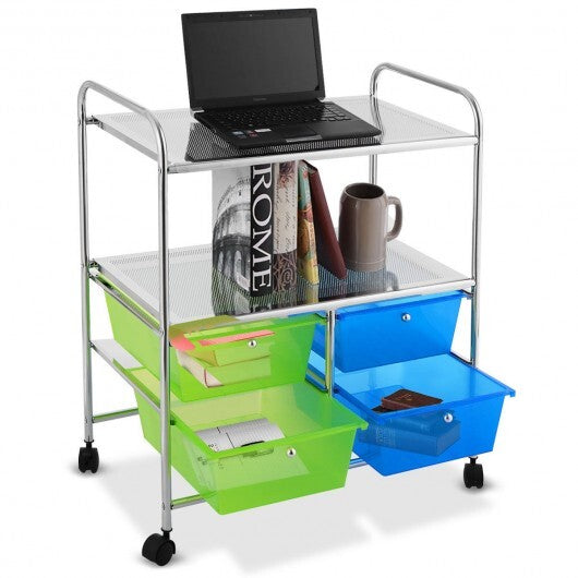 4 Drawers Shelves Rolling Storage Cart Rack-Clear LuxuryLifeWay Online Store